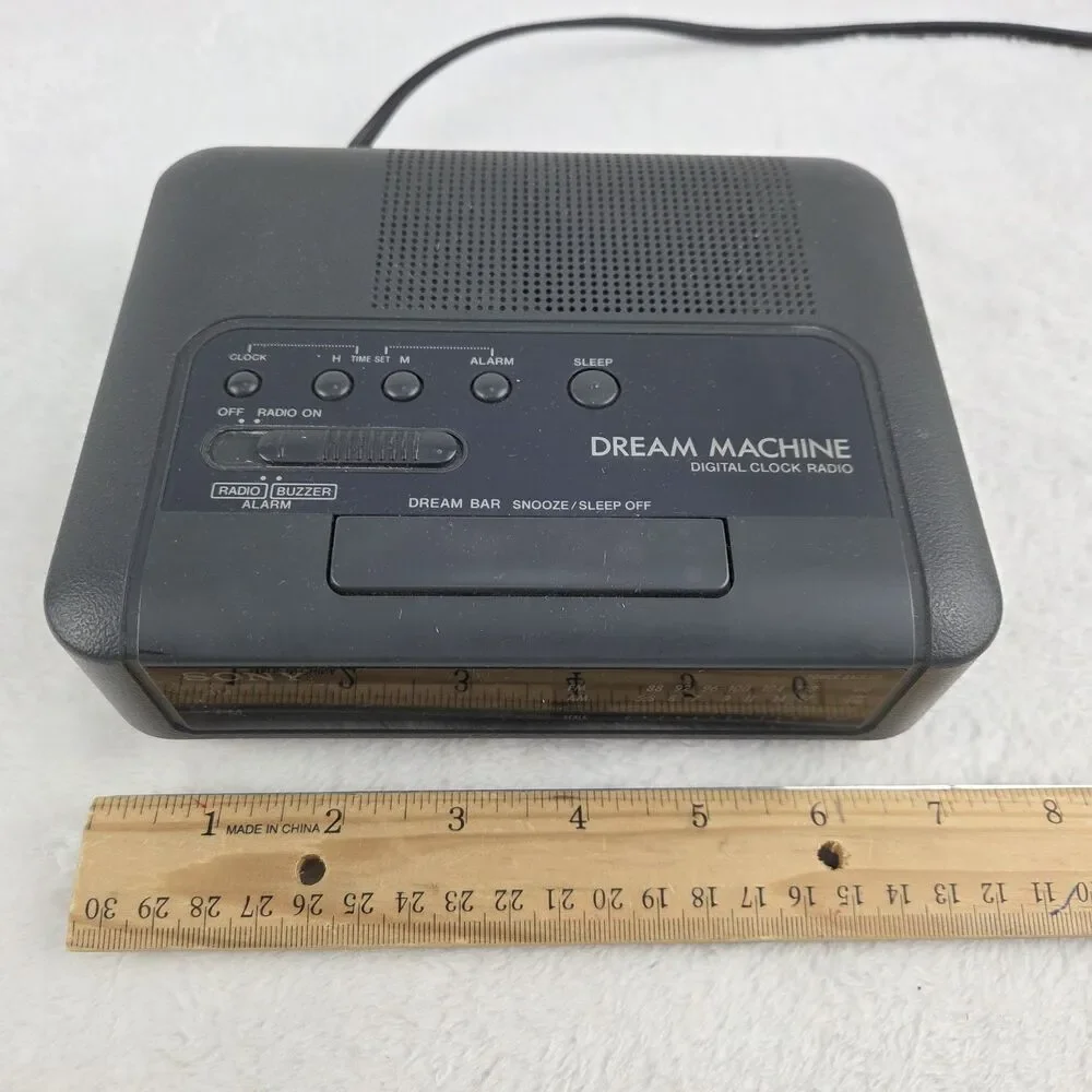 Vintage Sony Dream Machine FM AM Digital Clock Radio Black ICF-C240